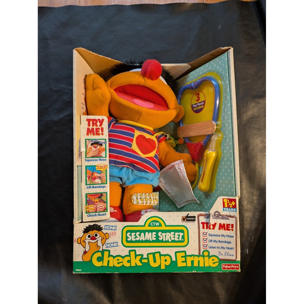 1999 Check-Up Ernie Fisher-Price Sesame Street Interactive Plush Toy NEW